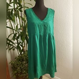 Knox Rose Green Sleeveless Embroidered Dress Size L